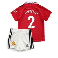 Manchester United Victor Lindelof #2 Hjemmebanesæt Børn 2022-23 Kortærmet (+ Korte bukser)